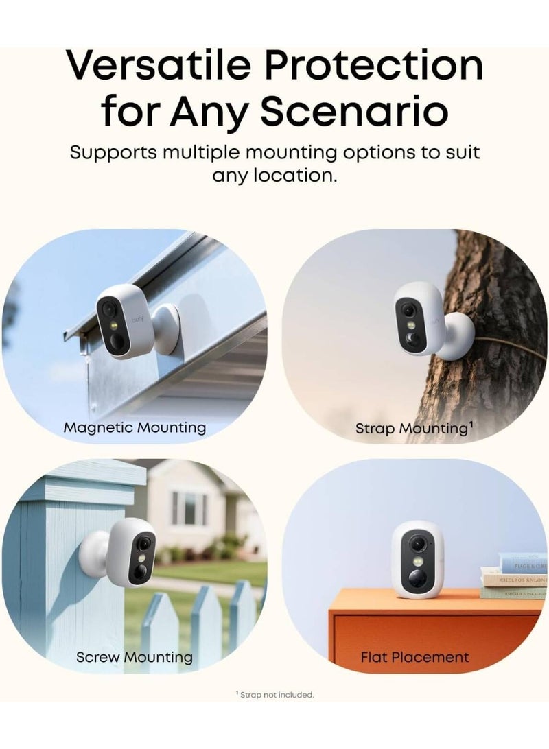 eufy Security eufyCam C35 4 Wireless Cameras for Int/East, Magnetic Mount, Color Night View, Local Memory, No Monthly Charge, IP67, Face Recognition, PV Panel Support, White - Image 3